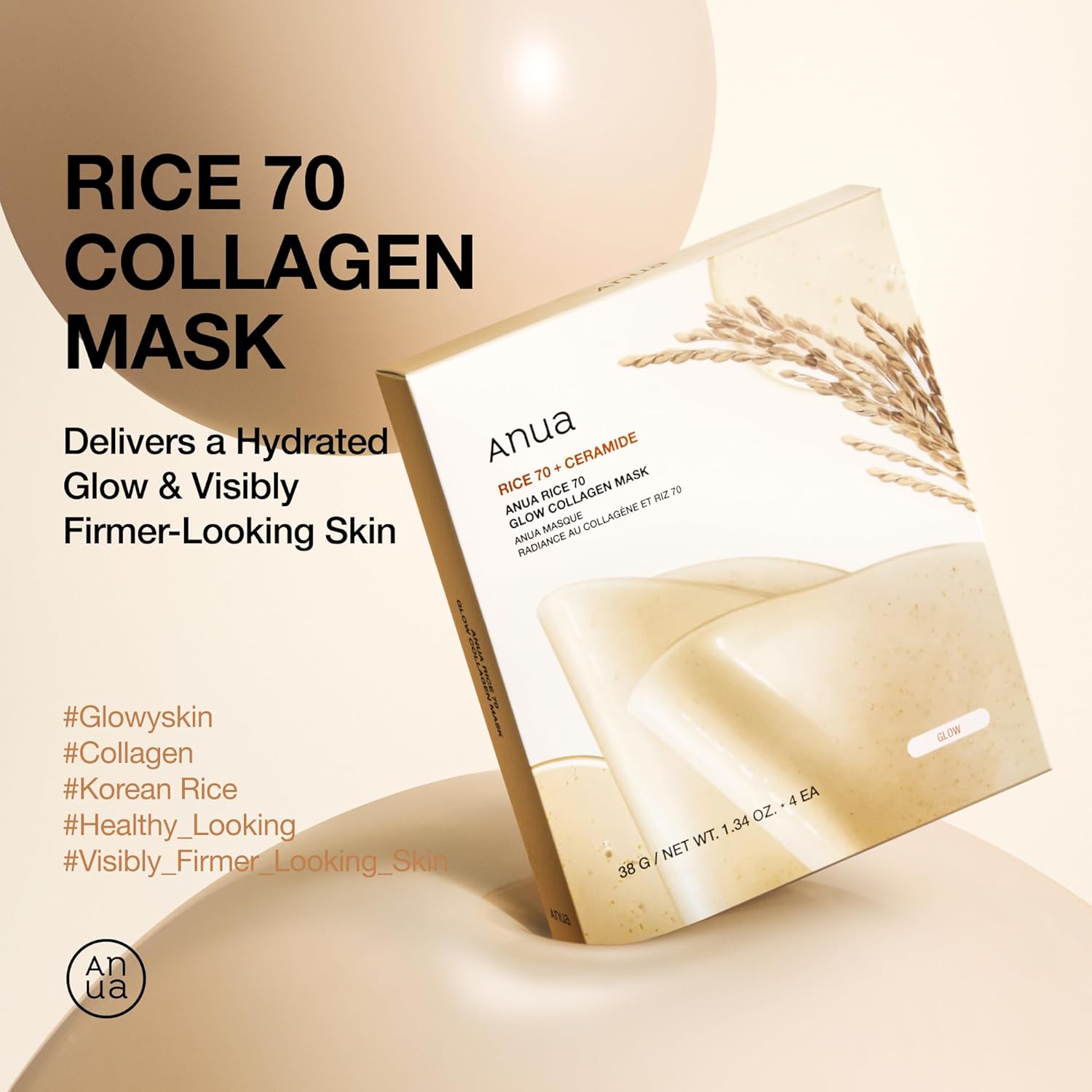 ANUA - RICE 70 GLOW COLLAGEN MASK 1PC - koiyu