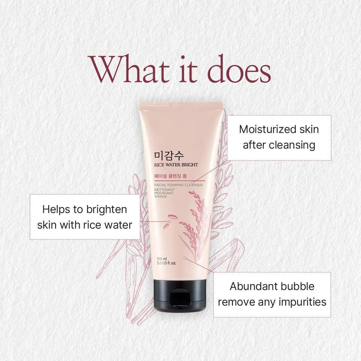 The Face Shop - Rice Water Bright Facial Foaming Cleanser - koiyu