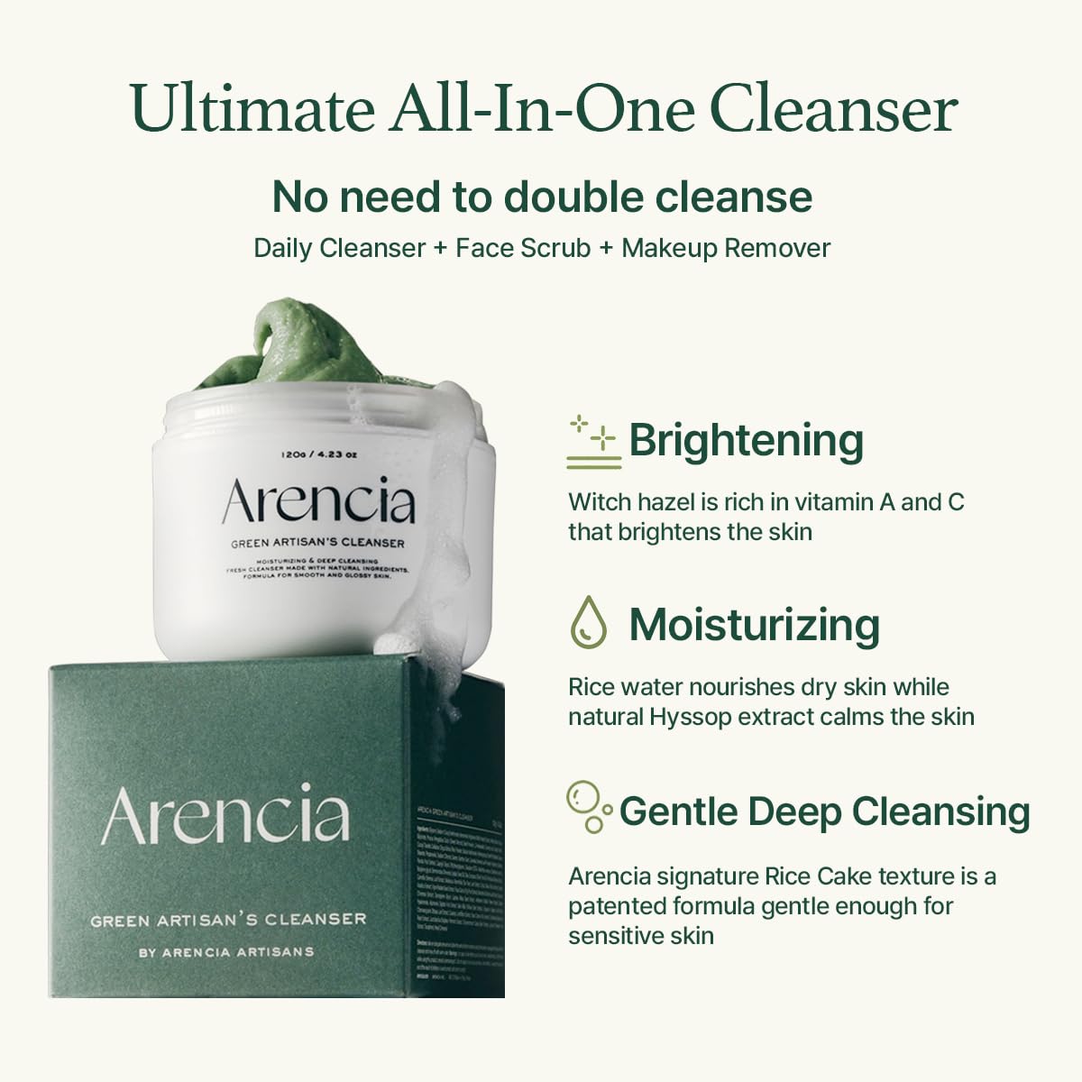Arencia - Fresh Green Rice Mochi Cleanser - koiyu