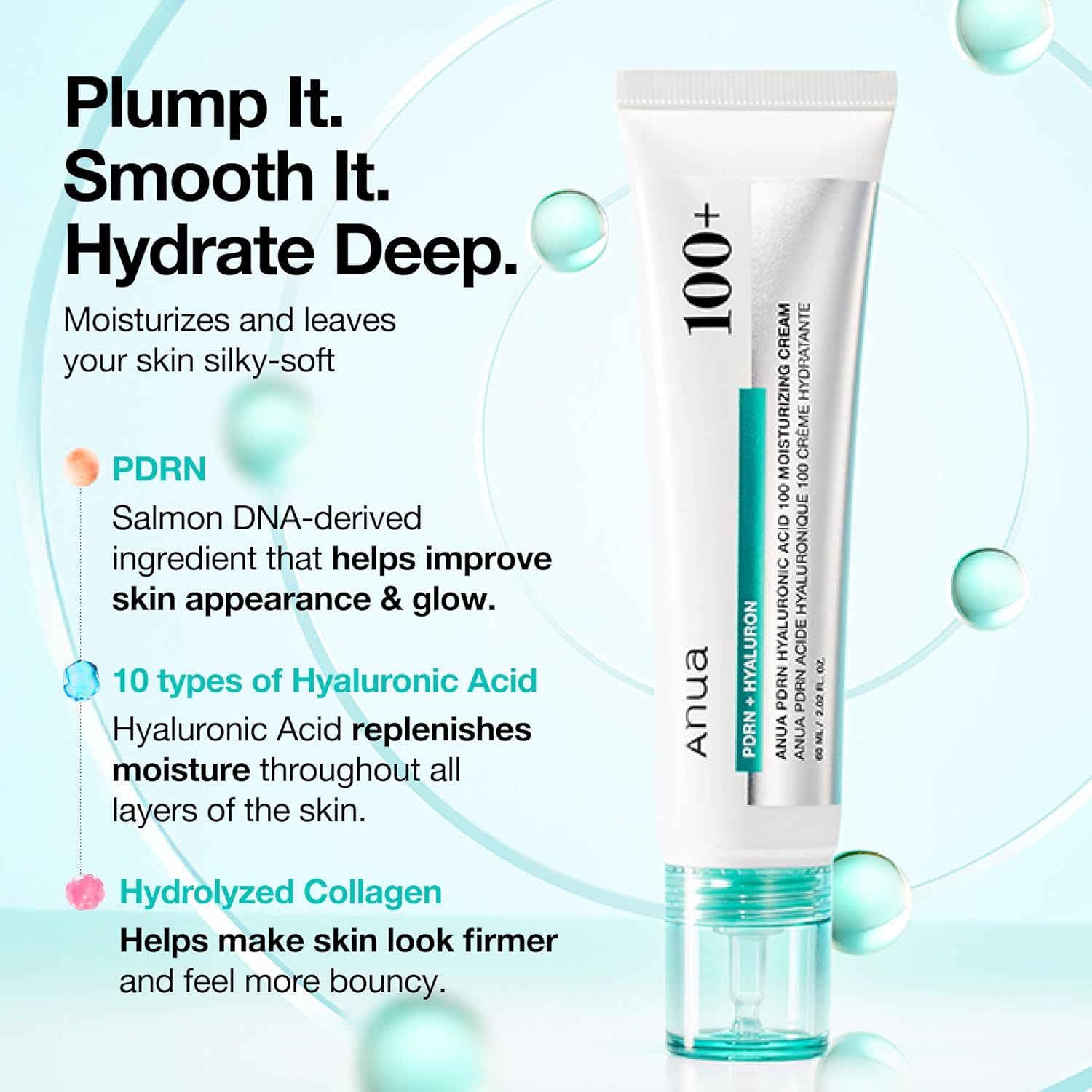Anua - PDRN Hyaluronic Acid 100 Moisture Cream [60ml] - koiyu