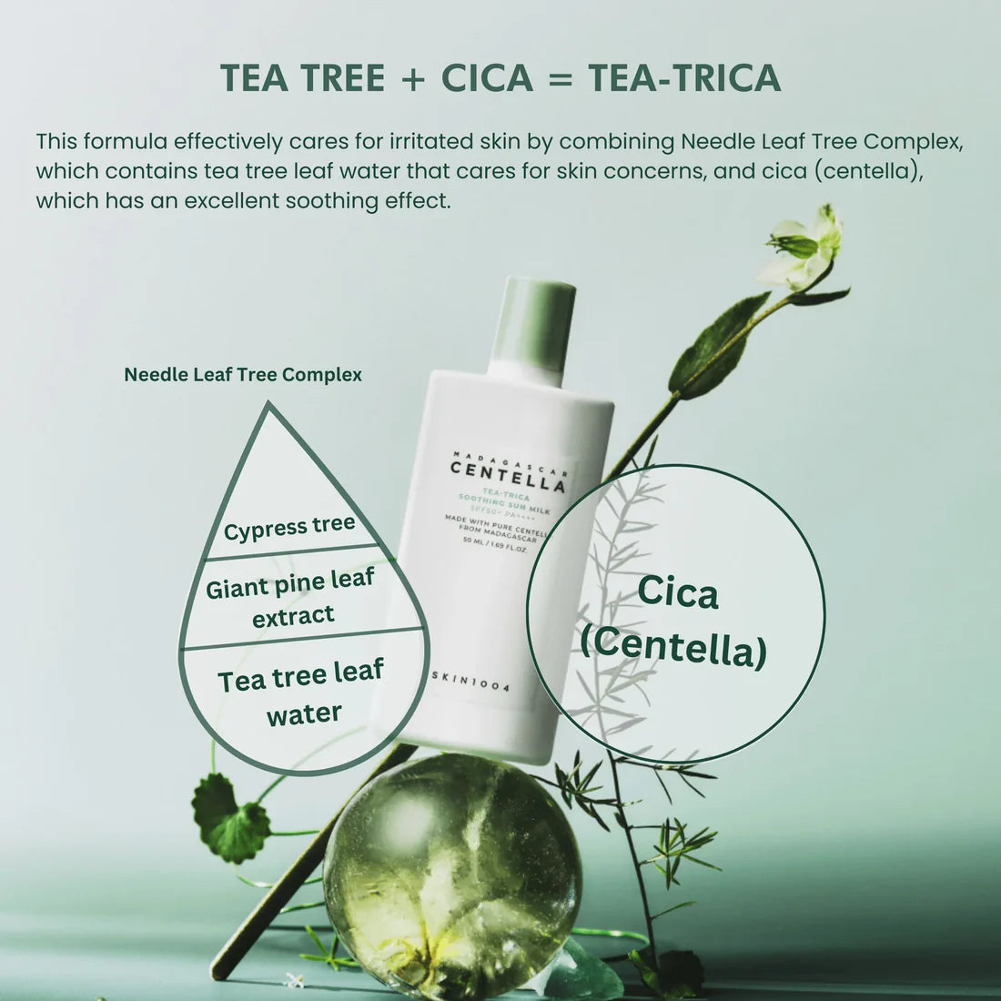 SKIN1004 - Lait Solaire Apaisant Centella Tea-Trica Madagascar [50ml]